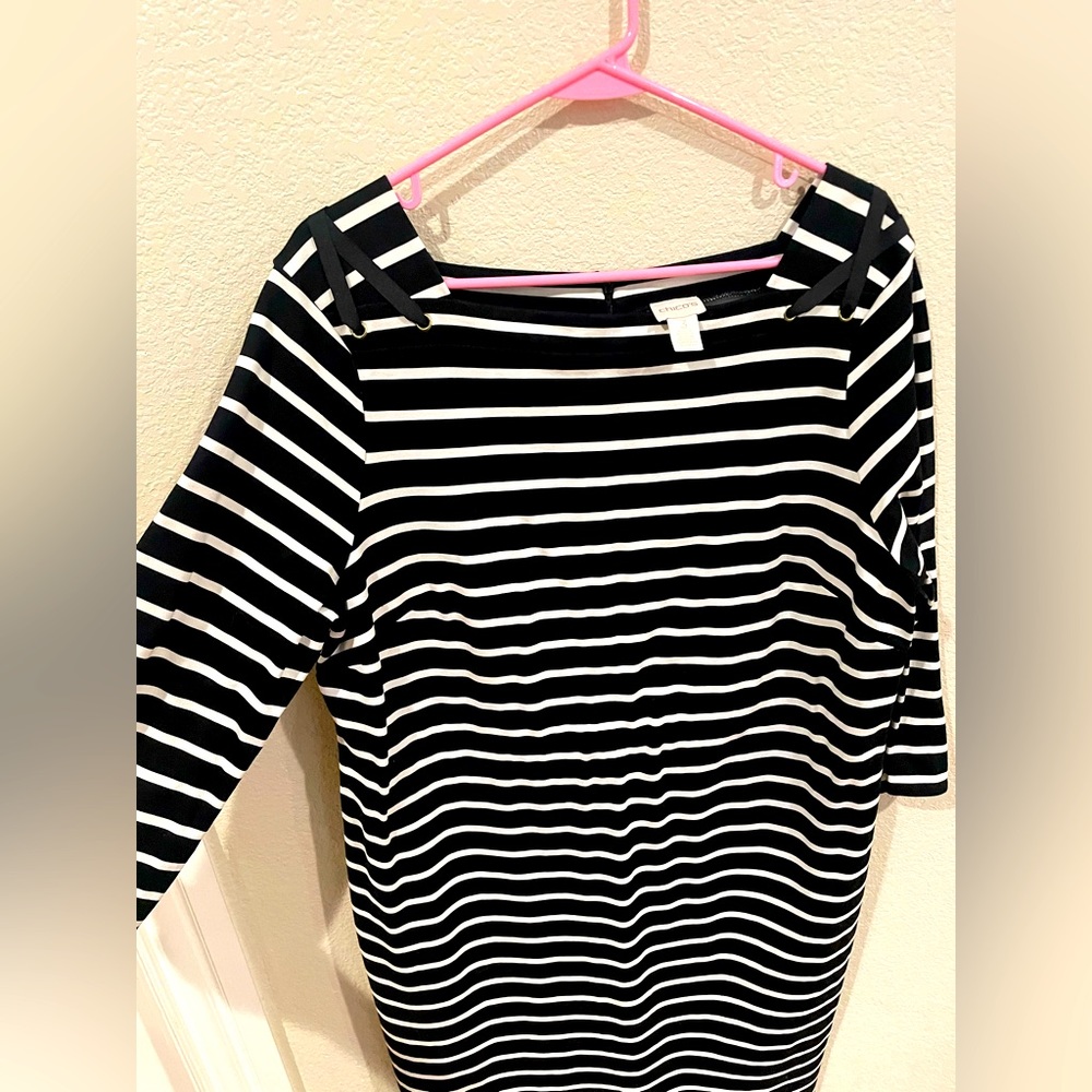 Chicos dress black and white stripes approximate size 1x